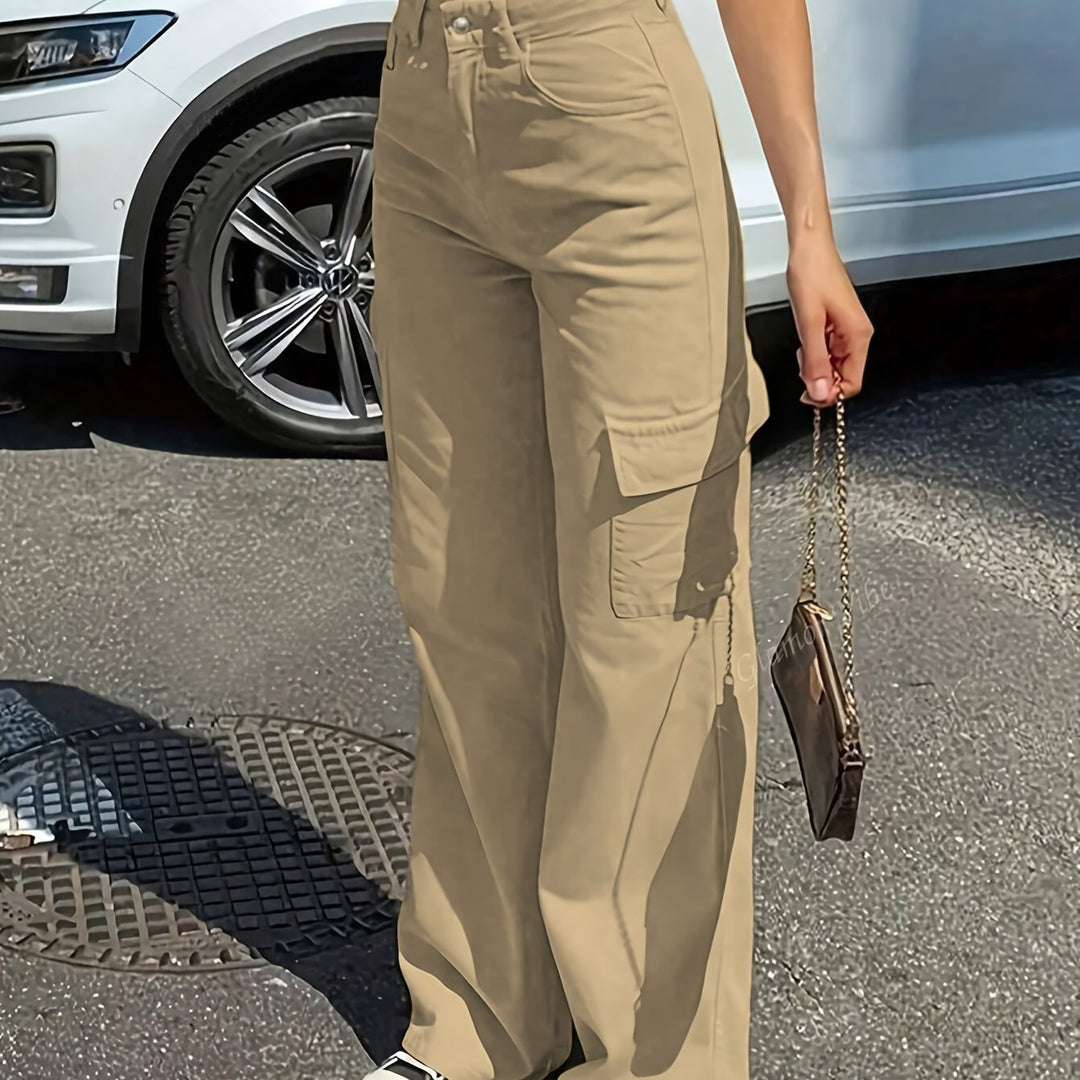 Cargo Broek - Hoge Taille & Wijde Pijpen met Zakken