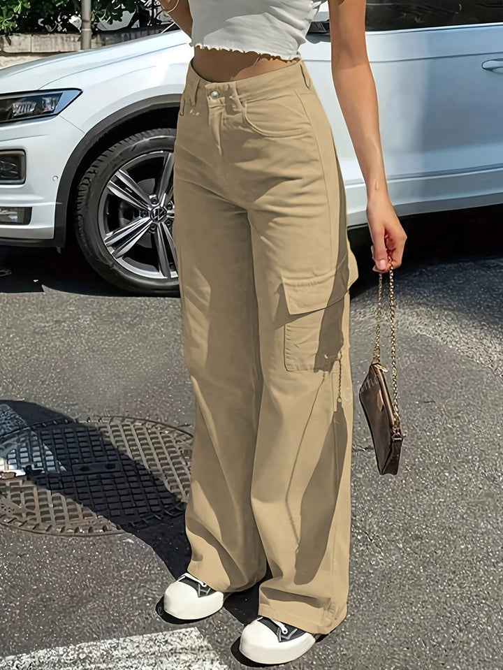 Cargo Broek - Hoge Taille & Wijde Pijpen met Zakken