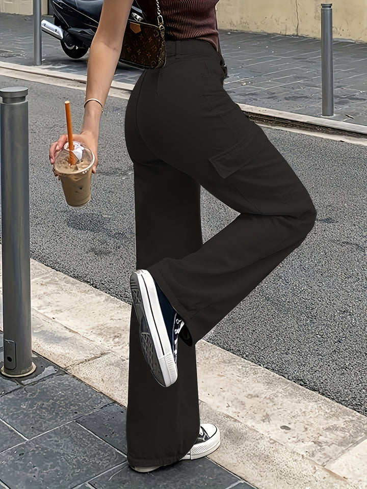 Cargo Broek - Hoge Taille & Wijde Pijpen met Zakken