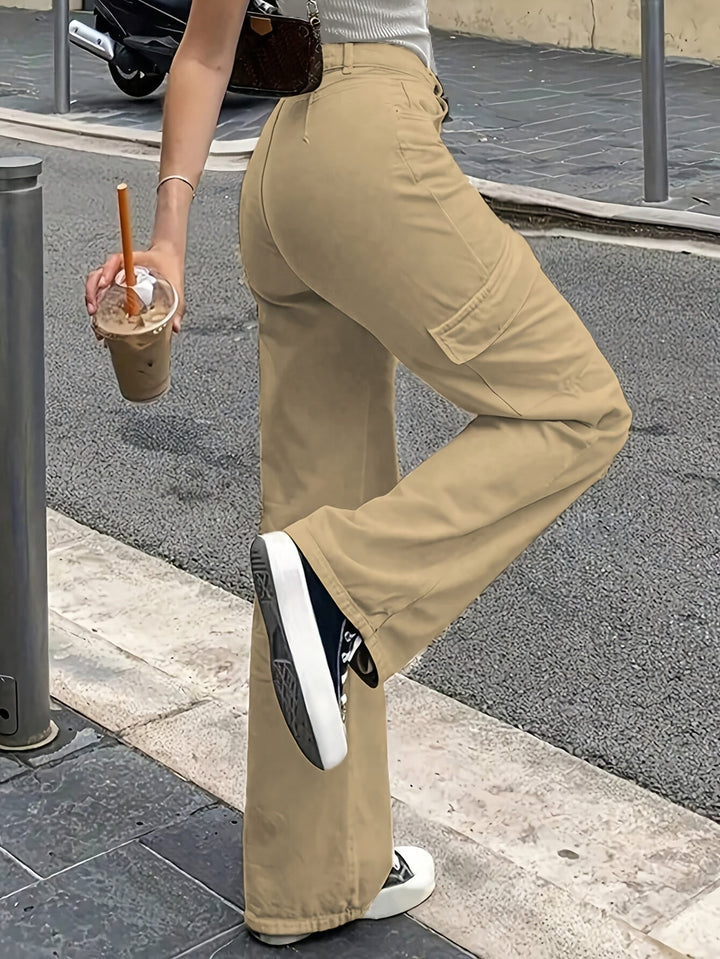 Cargo Broek - Hoge Taille & Wijde Pijpen met Zakken