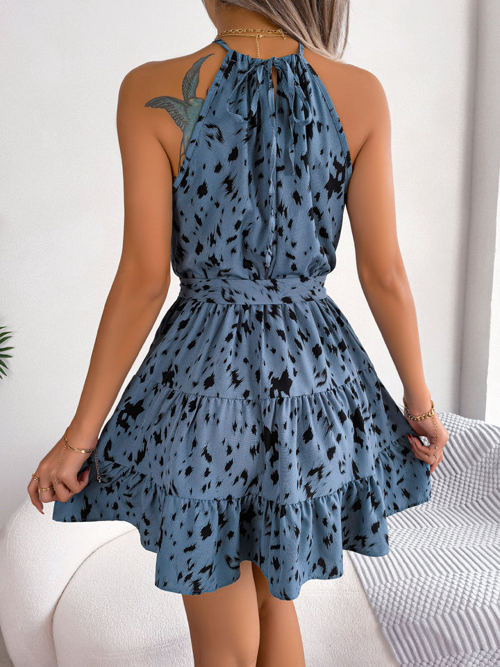 Casual Jurk met Luipaardprint - Halternek & A-lijn Silhouet