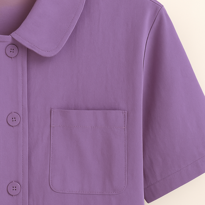 Casual Korte Mouwen Katoenen Shirt - Losse Pasvorm & Knopen