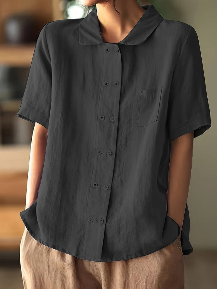 Casual Korte Mouwen Katoenen Shirt - Losse Pasvorm & Knopen
