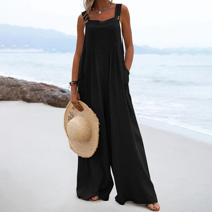 Casual Linnen Jumpsuit - Wijde Benen & Verstelbare Bandjes