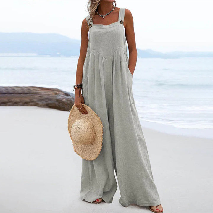 Casual Linnen Jumpsuit - Wijde Benen & Verstelbare Bandjes