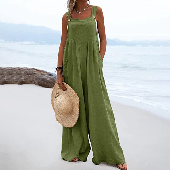 Casual Linnen Jumpsuit - Wijde Benen & Verstelbare Bandjes