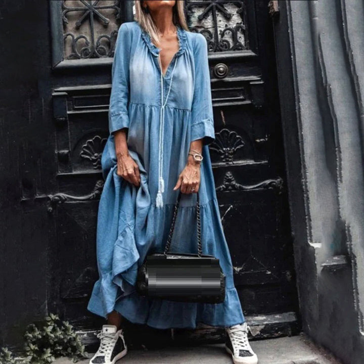 Casual Maxi-jurk - Losse Pasvorm & V-Halsontwerp