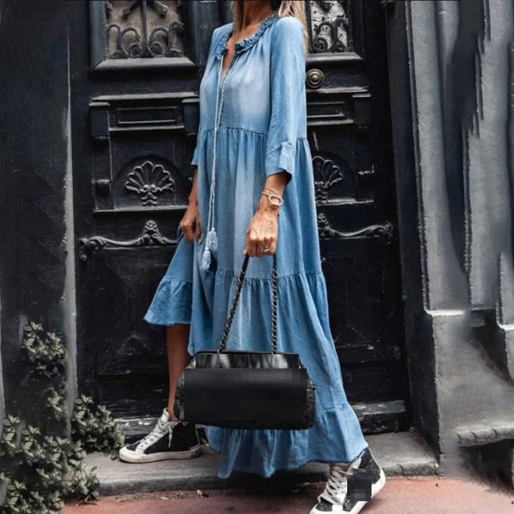 Casual Maxi-jurk - Losse Pasvorm & V-Halsontwerp
