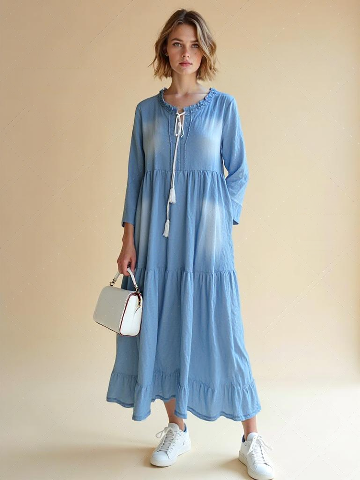 Casual Maxi-jurk - Losse Pasvorm & V-Halsontwerp