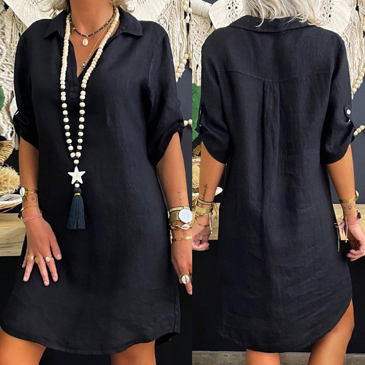 Casual Overhemdjurk - Oversized look & Knopsluiting & Ademend materiaal