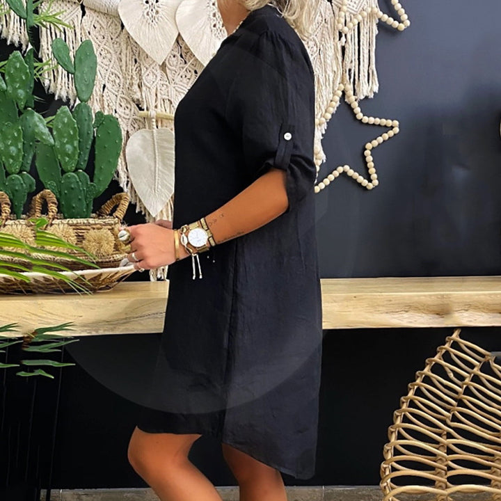 Casual Overhemdjurk - Oversized look & Knopsluiting & Ademend materiaal