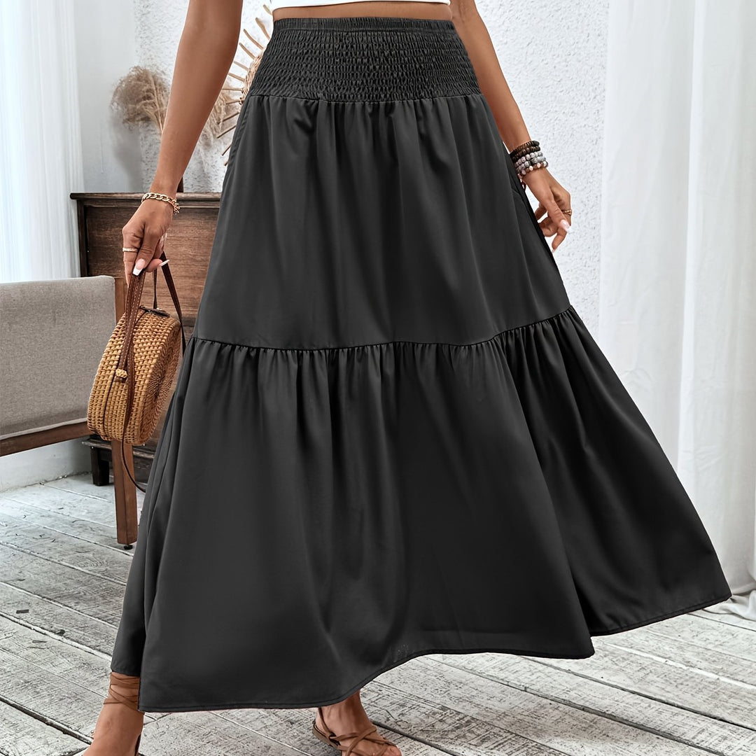 Casual Rok – Elastische Taille & Uitlopende Zoom met Bloemenprint