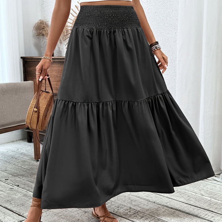 Casual Rok – Elastische Taille & Uitlopende Zoom met Bloemenprint