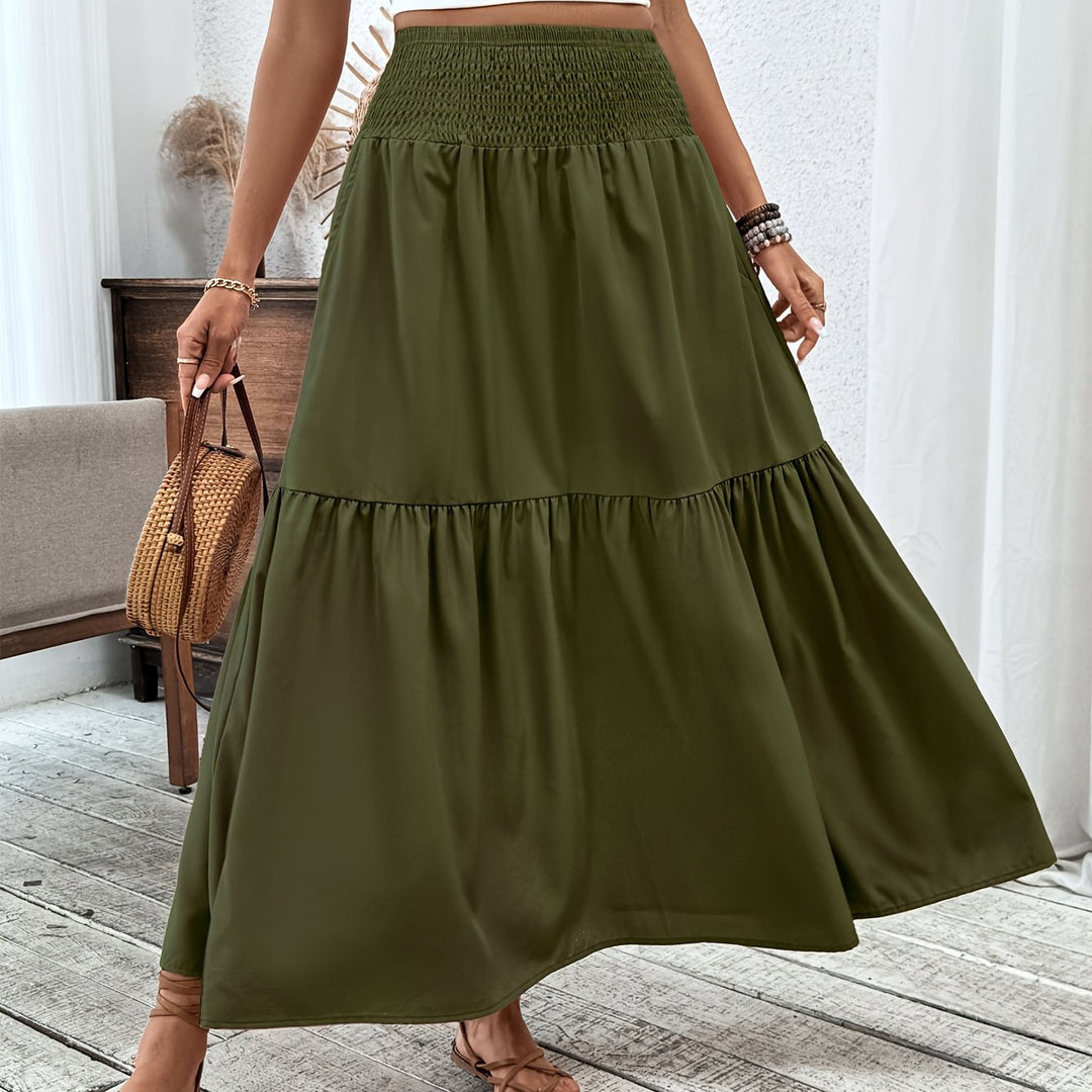 Casual Rok – Elastische Taille & Uitlopende Zoom met Bloemenprint