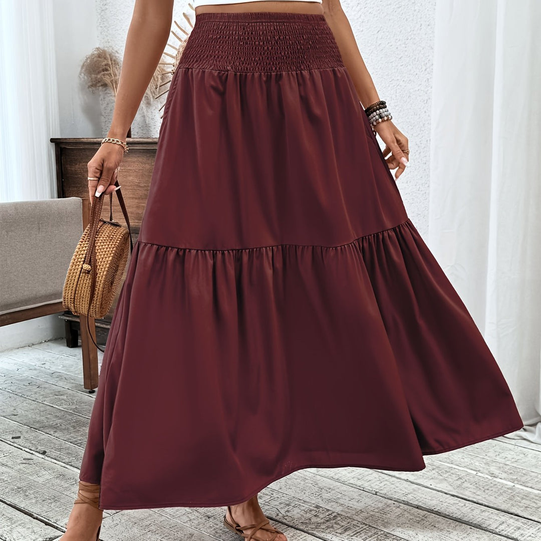 Casual Rok – Elastische Taille & Uitlopende Zoom met Bloemenprint
