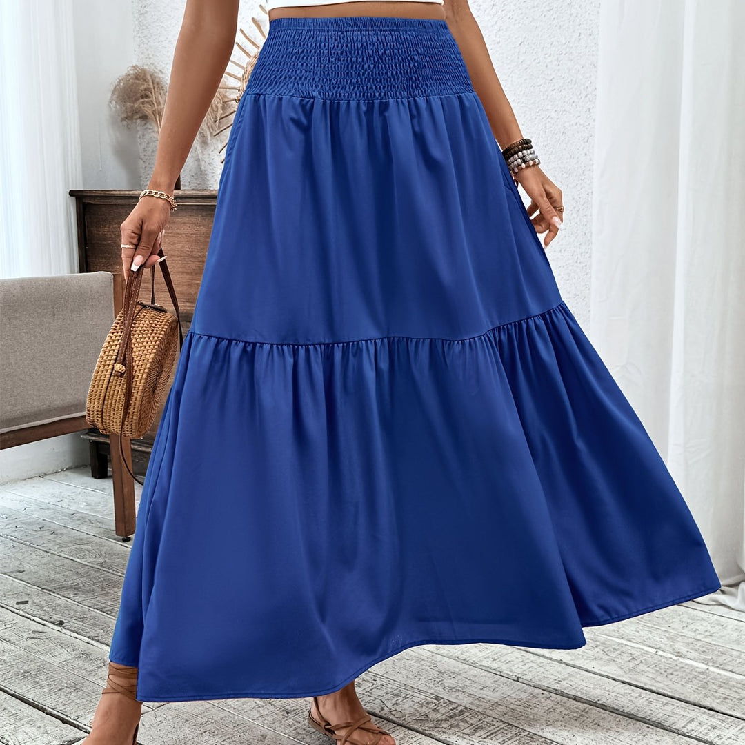Casual Rok – Elastische Taille & Uitlopende Zoom met Bloemenprint