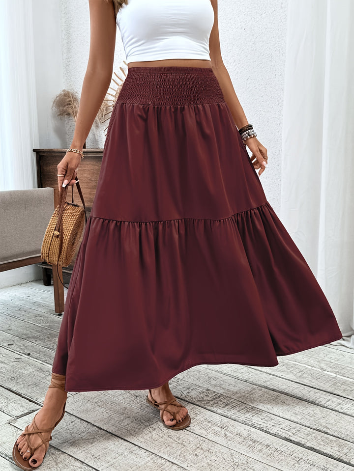 Casual Rok – Elastische Taille & Uitlopende Zoom met Bloemenprint