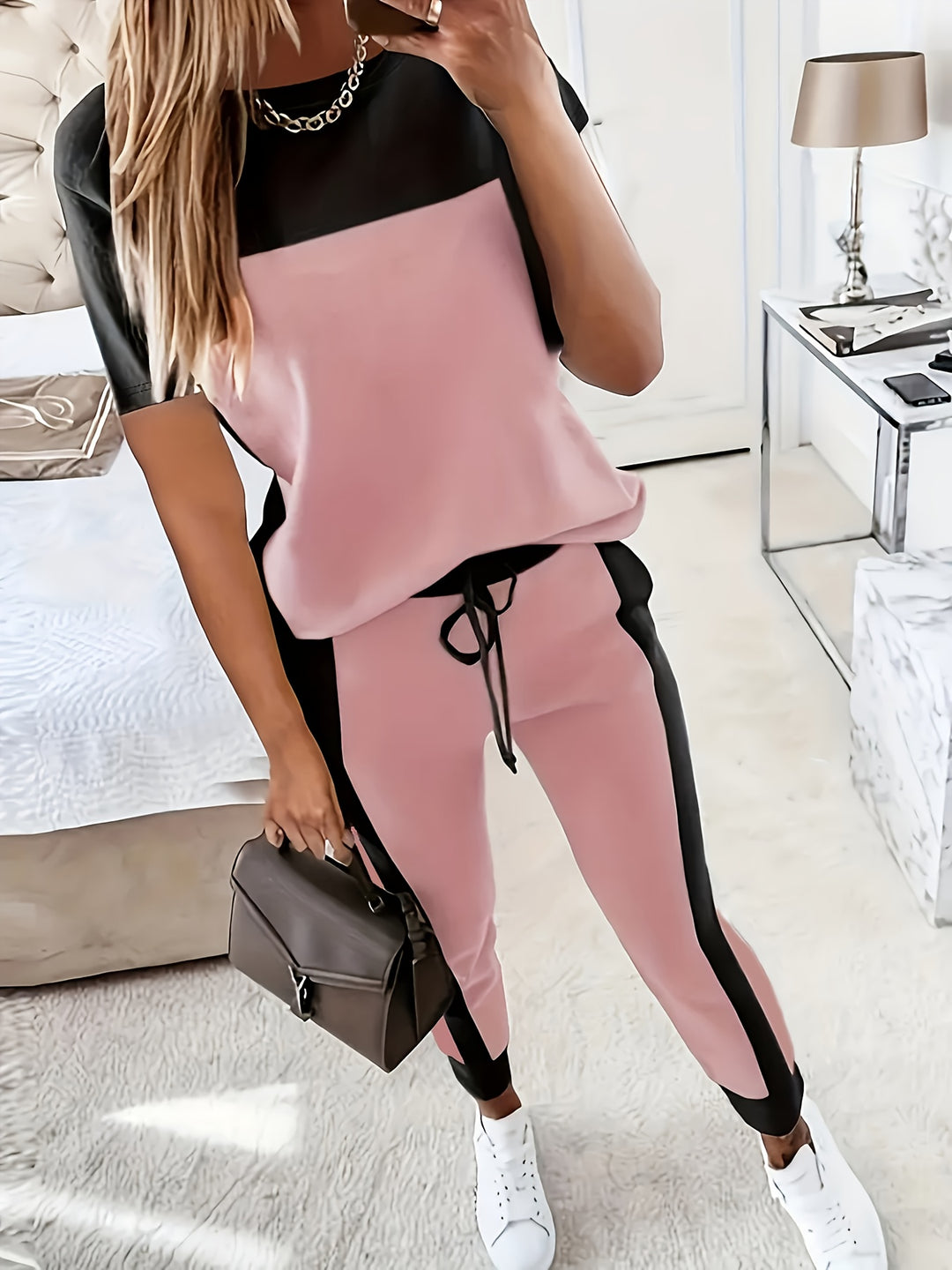 Casual T-Shirt Set – Ronde Hals & Regelmatige Pasvorm