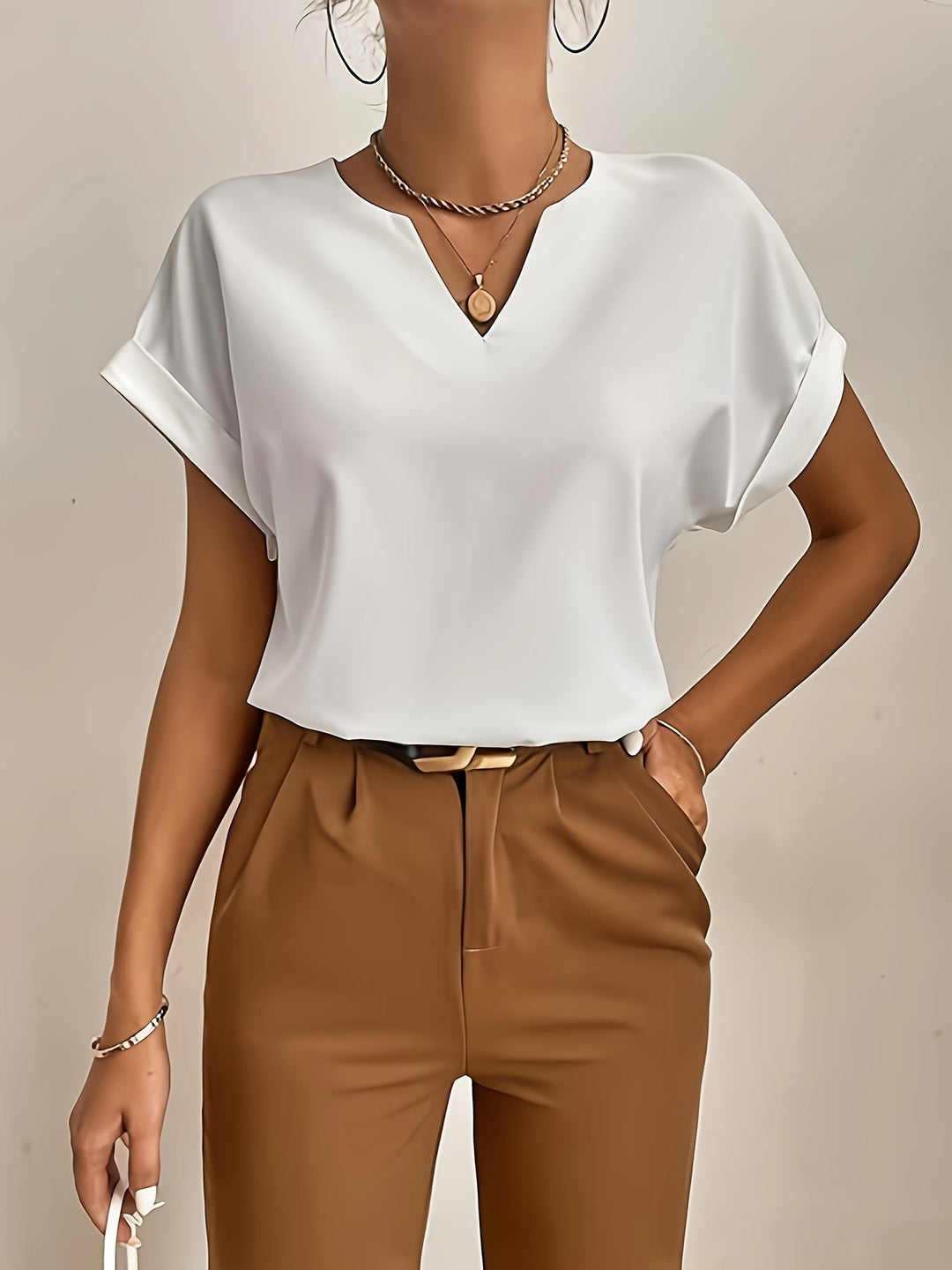 Casual T-shirt – V-hals & Korte Mouwen