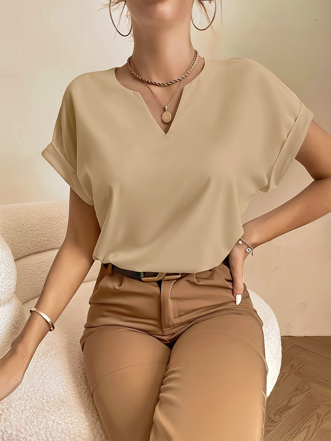 Casual T-shirt – V-hals & Korte Mouwen