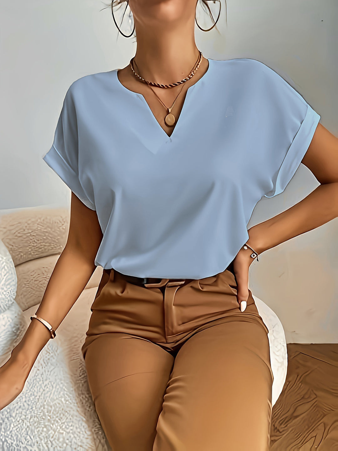 Casual T-shirt – V-hals & Korte Mouwen