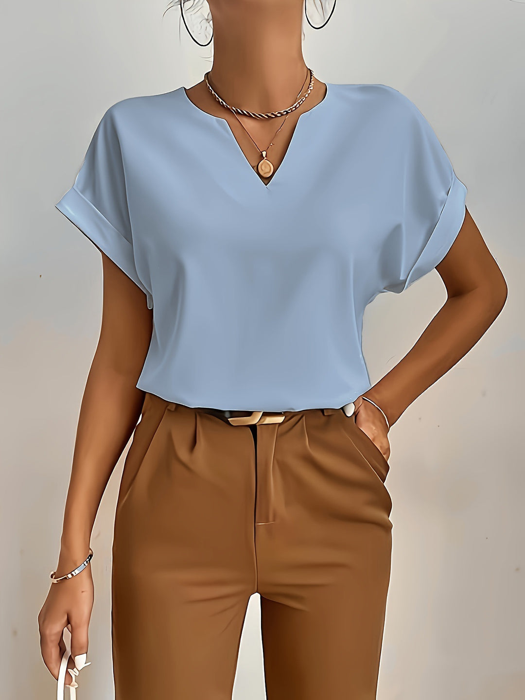 Casual T-shirt – V-hals & Korte Mouwen