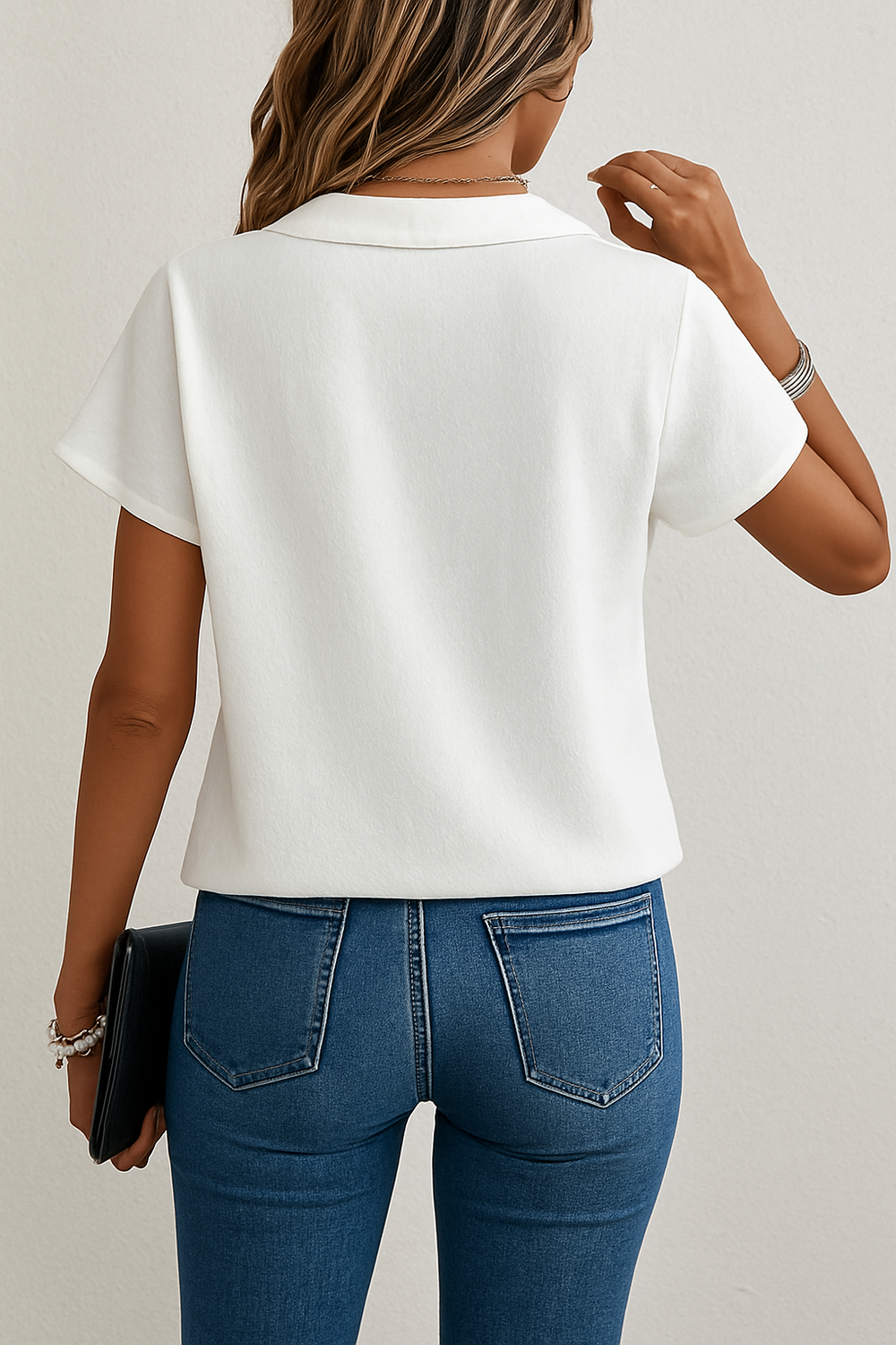Casual V-Hals Blouse - Knopsluiting & Losse Pasvorm Design