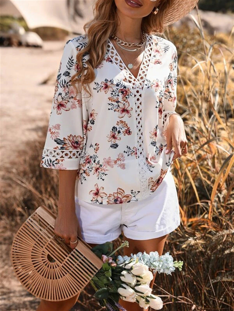 Casual V-hals Shirt – Luchtige Stof & Ruimvallende Vorm