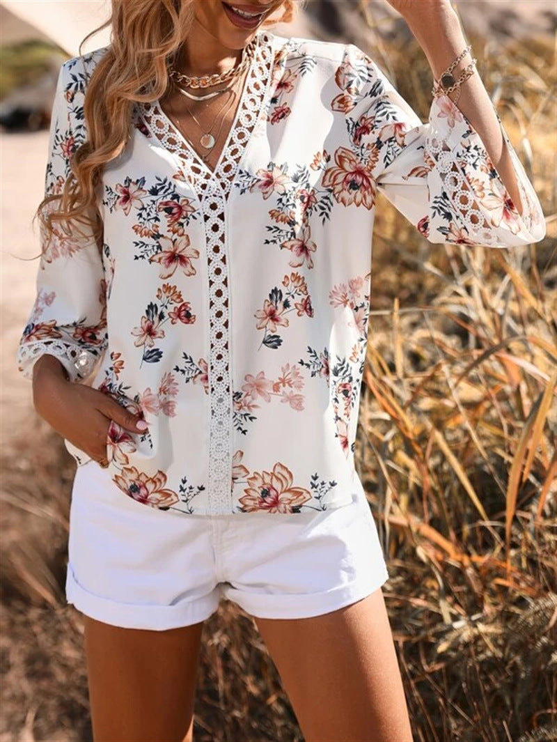 Casual V-hals Shirt – Luchtige Stof & Ruimvallende Vorm