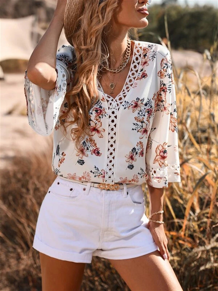 Casual V-hals Shirt – Luchtige Stof & Ruimvallende Vorm