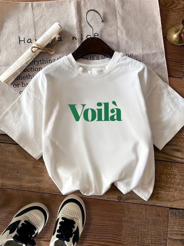 Casual grafisch T-shirt - Voilà Tekstopdruk & Ronde Hals Ontwerp