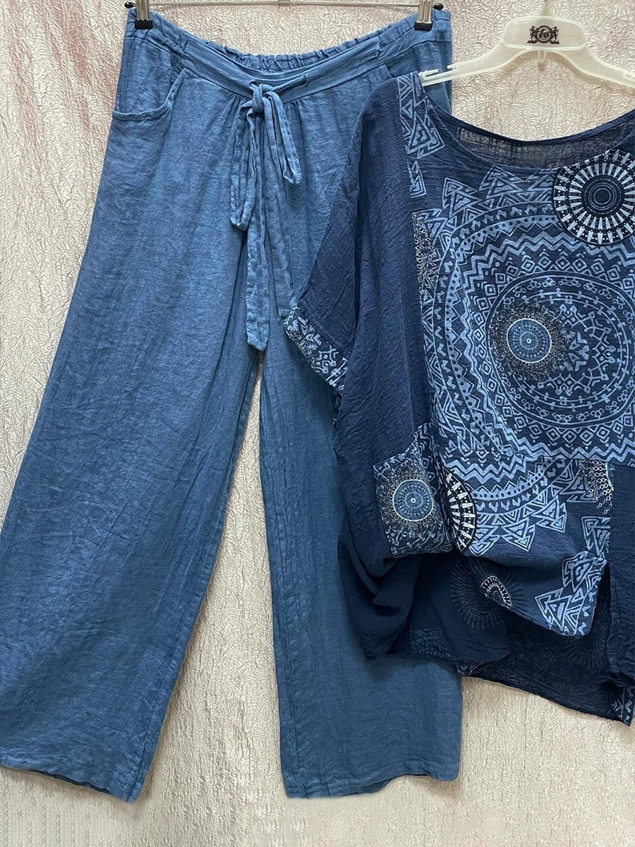 Casual top en broek met print - comfort en stijl