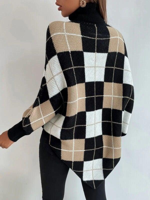 Charine - Elegante trui met geometrische print en hoge halslijn