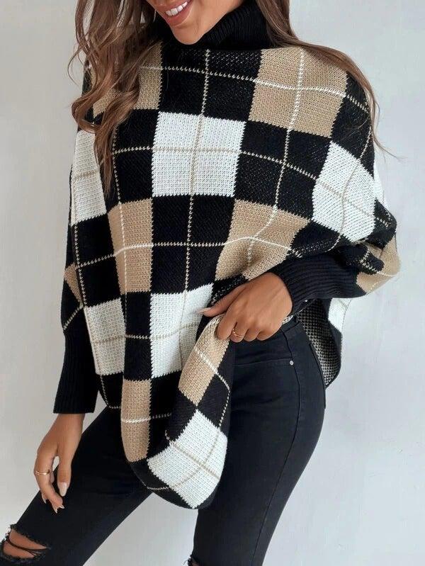 Charine - Elegante trui met geometrische print en hoge halslijn