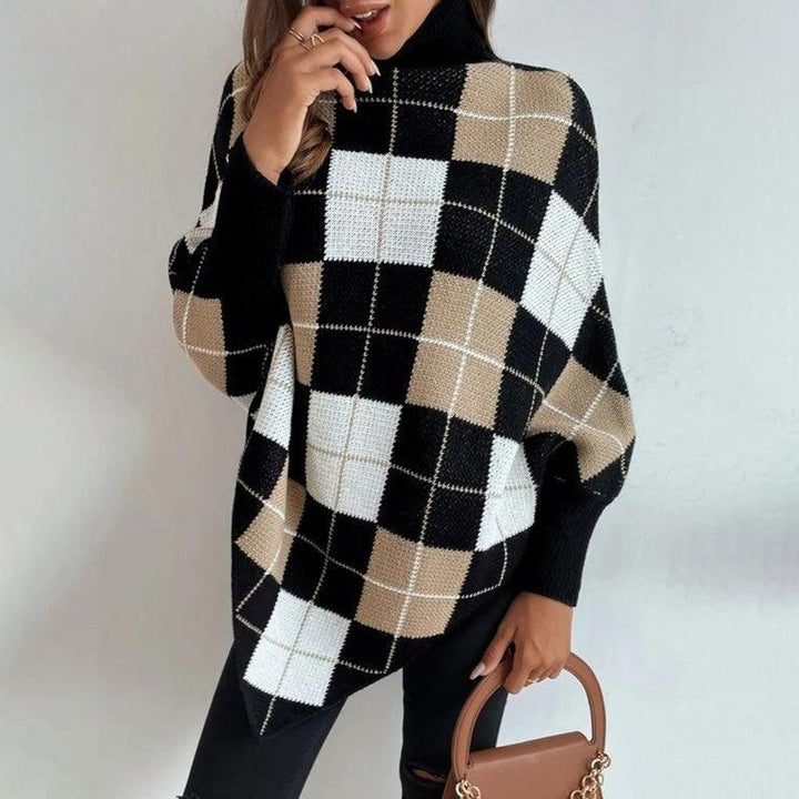 Charine - Elegante trui met geometrische print en hoge halslijn
