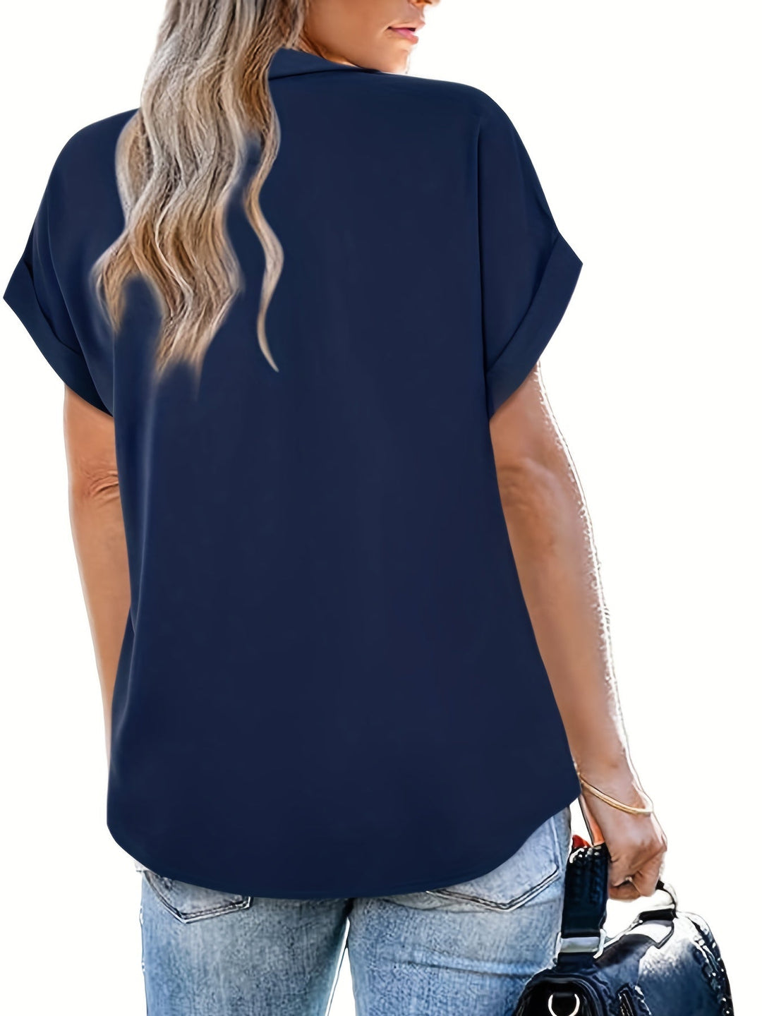 Chiffon Blouse - Ontwerp Met Reverskraag En Vlinder Mouwen