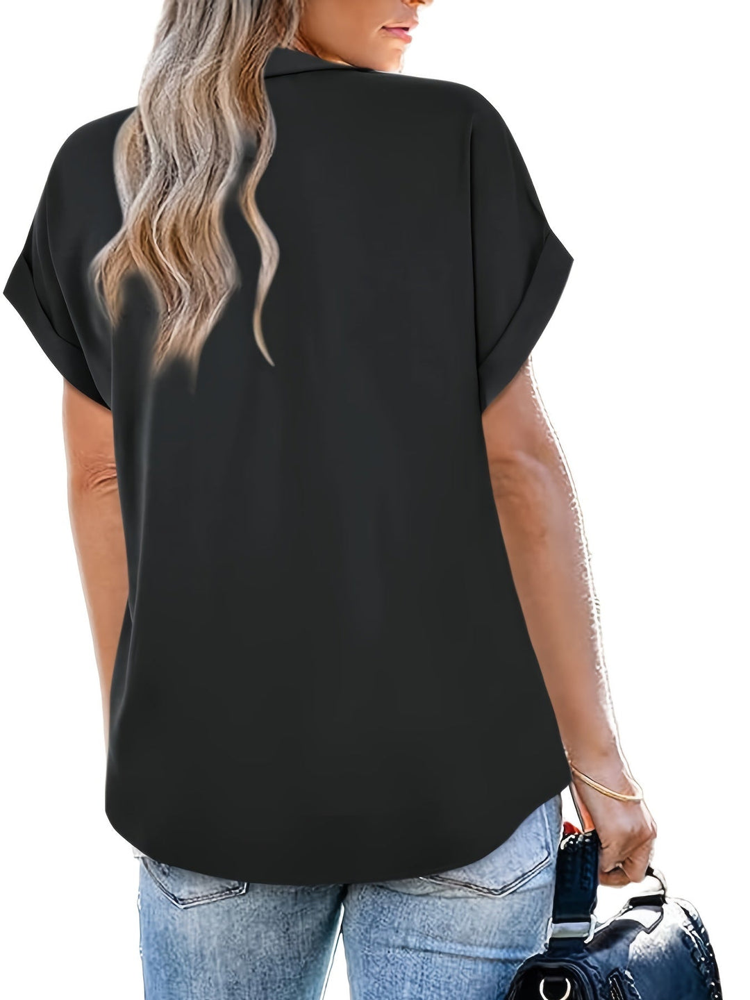Chiffon Blouse - Ontwerp Met Reverskraag En Vlinder Mouwen