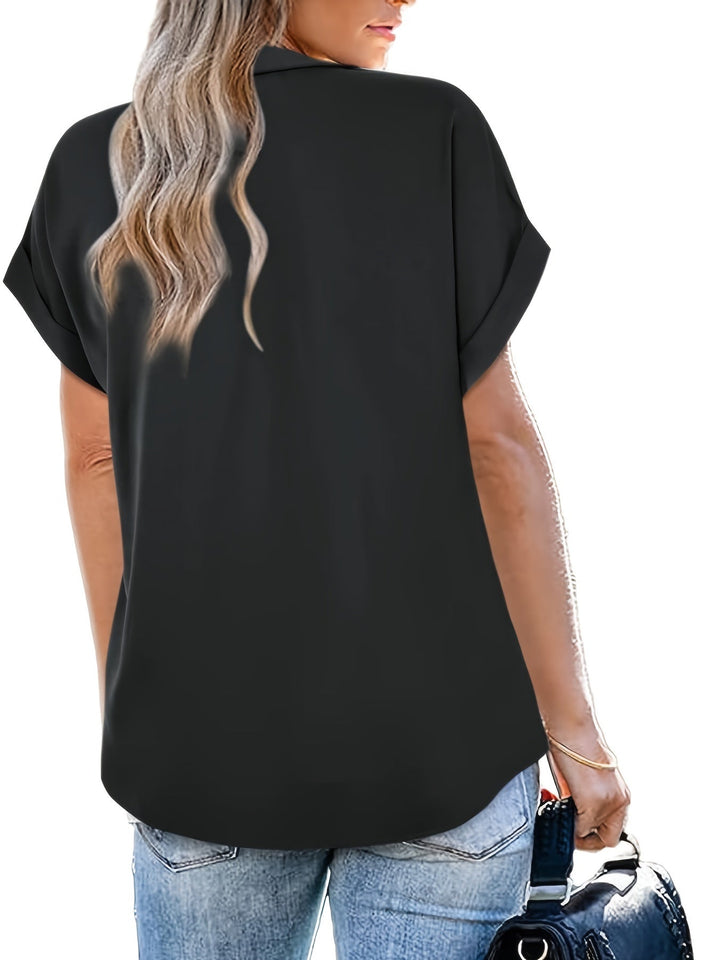 Chiffon Blouse - Ontwerp Met Reverskraag En Vlinder Mouwen