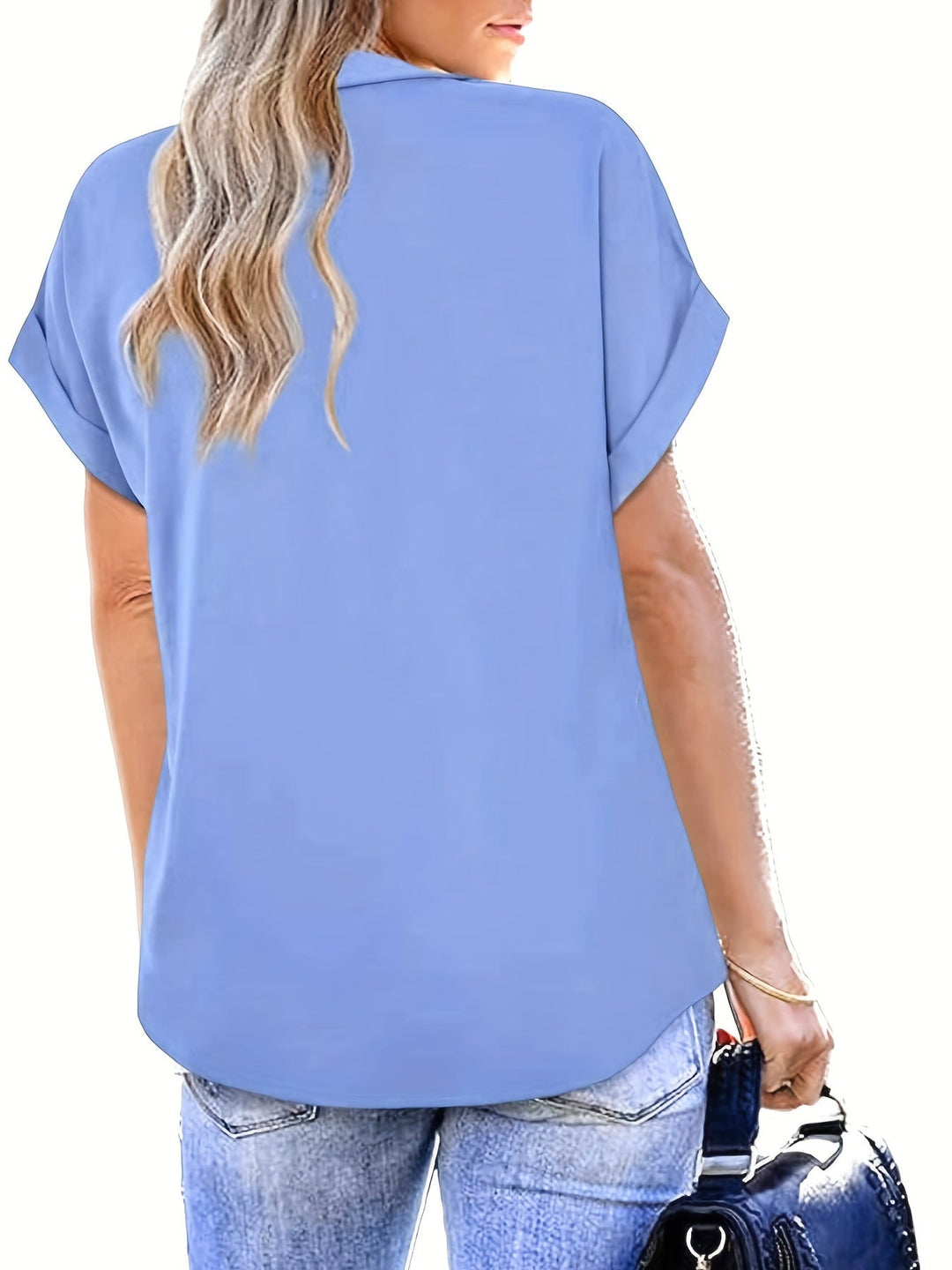 Chiffon Blouse - Ontwerp Met Reverskraag En Vlinder Mouwen