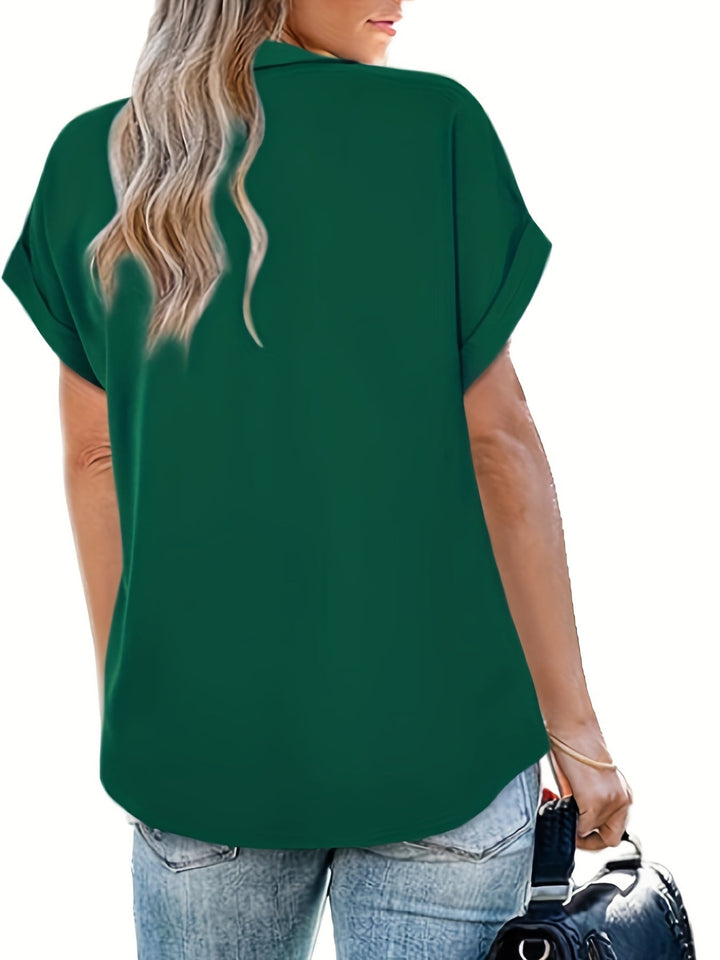 Chiffon Blouse - Ontwerp Met Reverskraag En Vlinder Mouwen