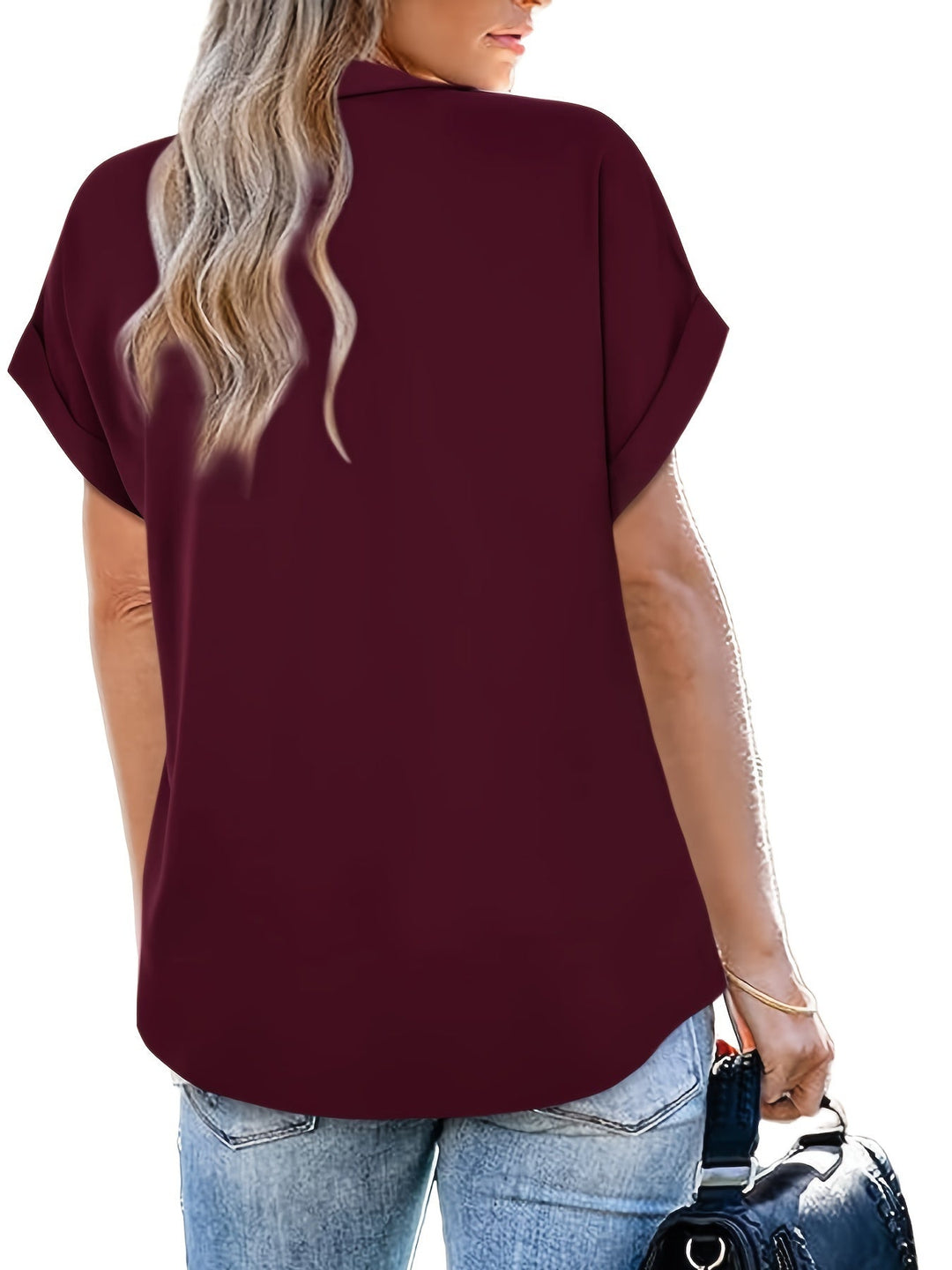 Chiffon Blouse - Ontwerp Met Reverskraag En Vlinder Mouwen