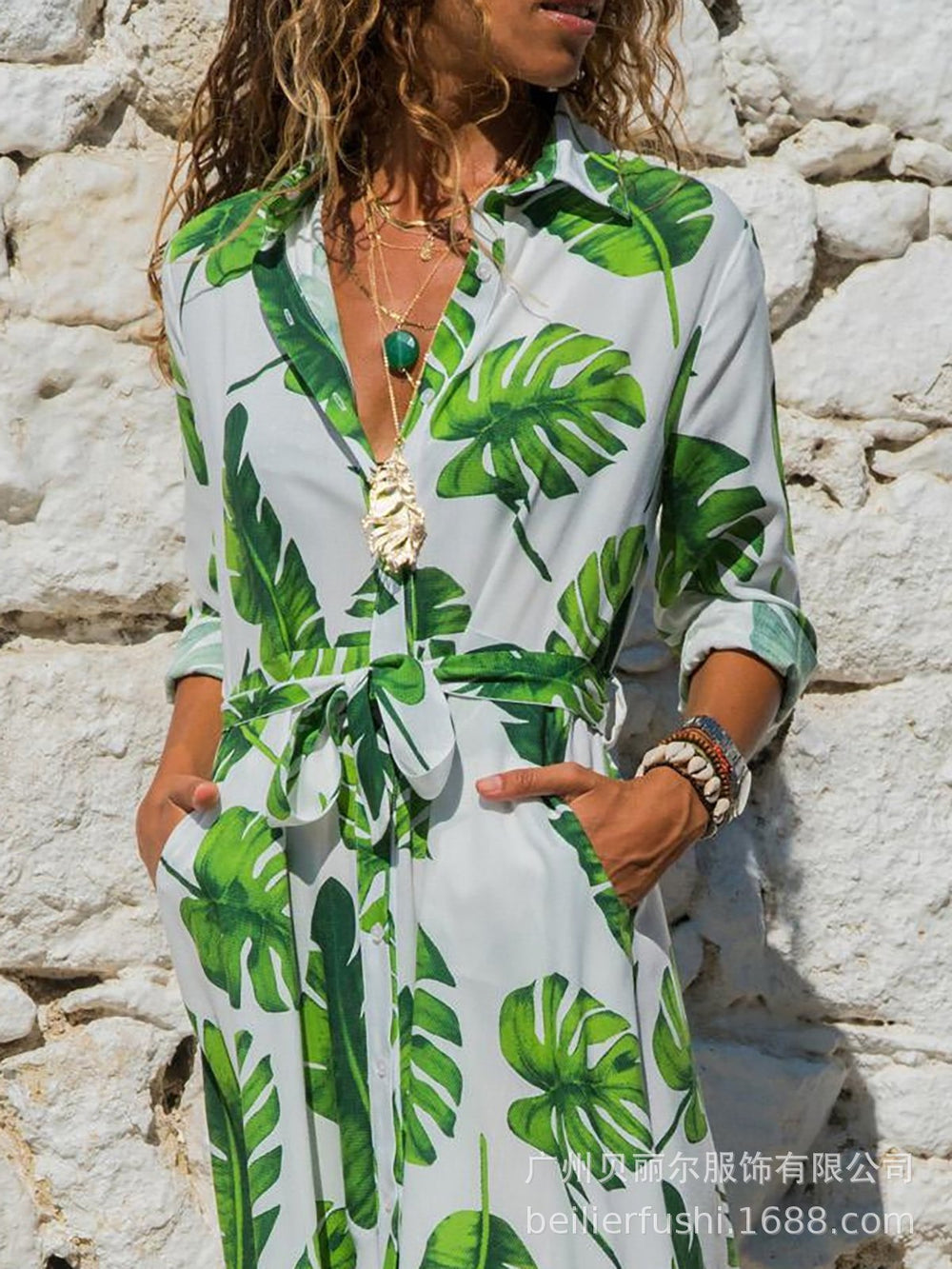 Chiffon Jurk - Bloemenprint & A-Lijn Ontwerp met V-Hals