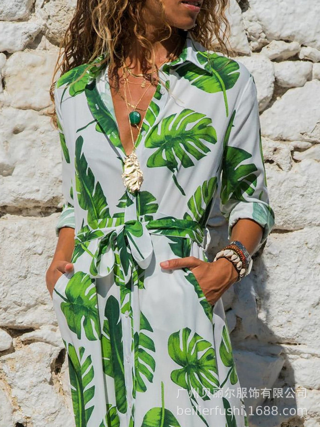 Chiffon Jurk - Bloemenprint & A-Lijn Ontwerp met V-Hals