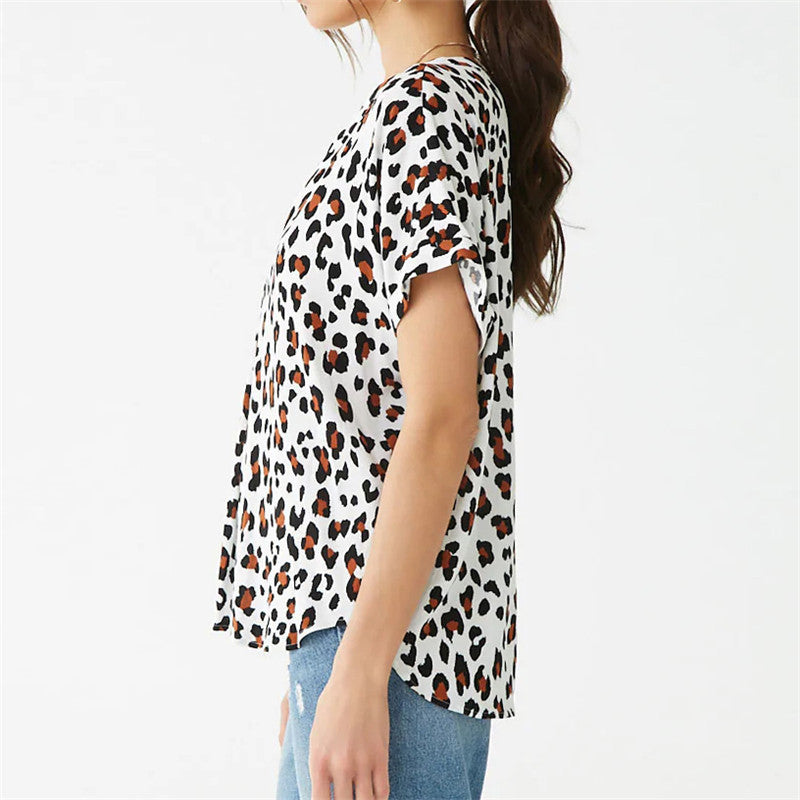 Chiffon T-Shirt – Korte Mouwen & V-Hals Vorm