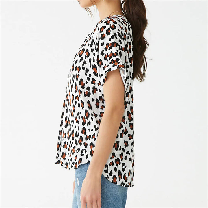 Chiffon T-Shirt – Korte Mouwen & V-Hals Vorm