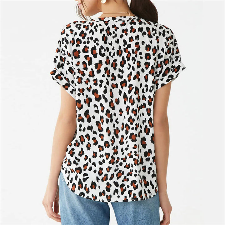 Chiffon T-Shirt – Korte Mouwen & V-Hals Vorm