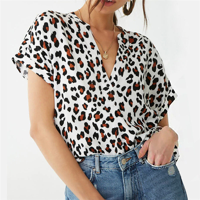 Chiffon T-Shirt – Korte Mouwen & V-Hals Vorm