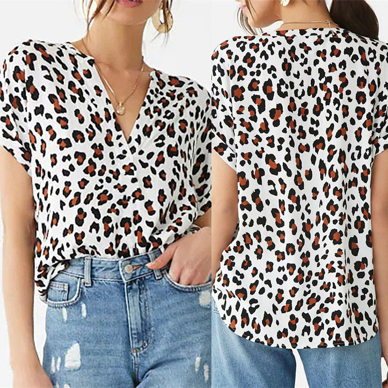 Chiffon T-Shirt – Korte Mouwen & V-Hals Vorm
