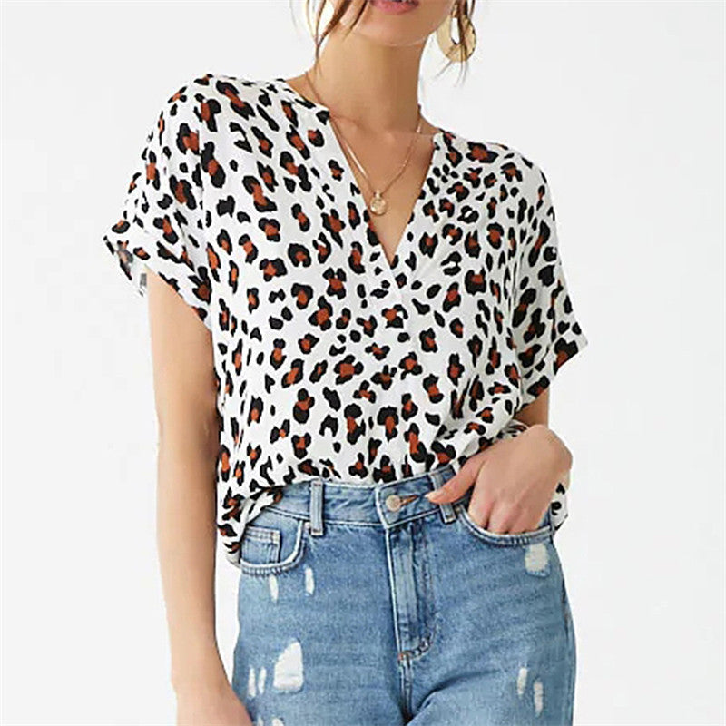Chiffon T-Shirt – Korte Mouwen & V-Hals Vorm