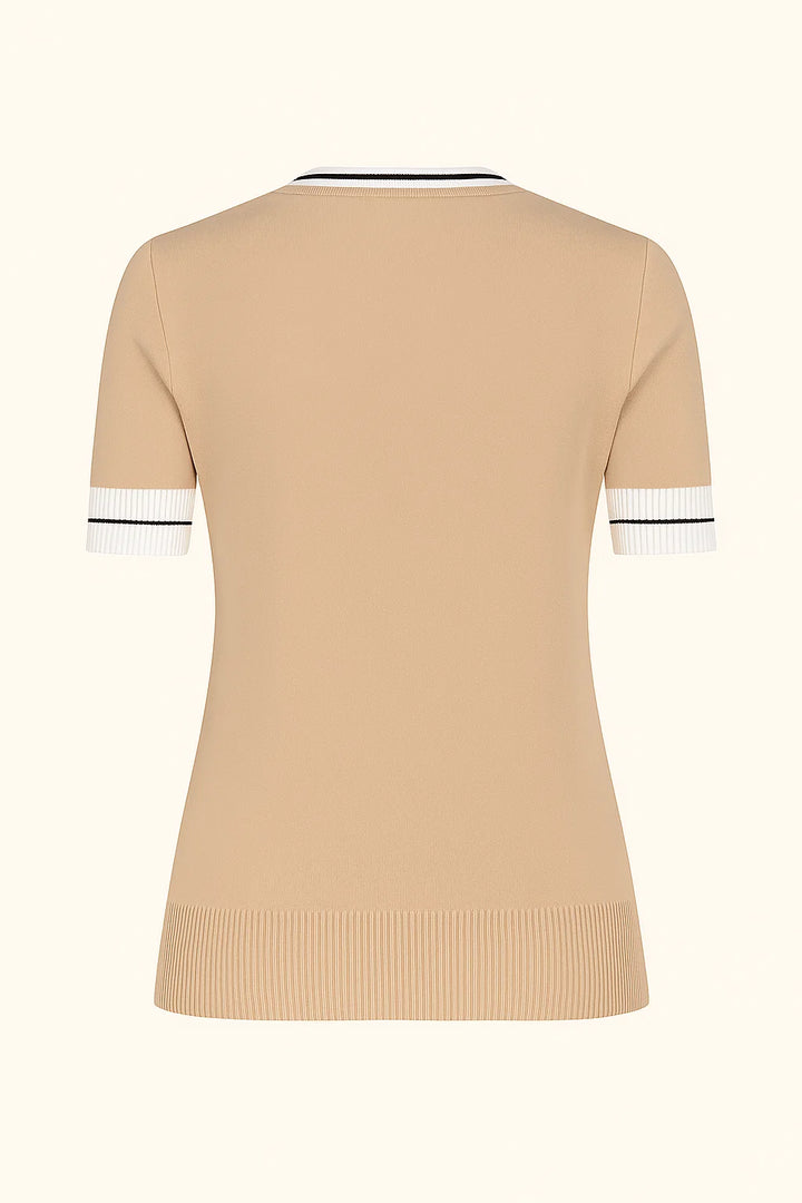 Chique V-hals Pullover Top - Color Block Design & Flexibele pasvorm